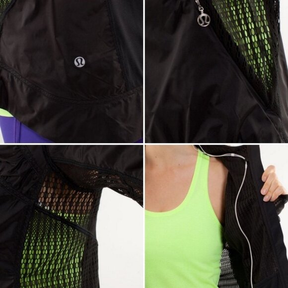 Lululemon Black Mesh Running Jacket Coat Size 4 Lightweight Nothin Hide Travel - Picture 3 of 16